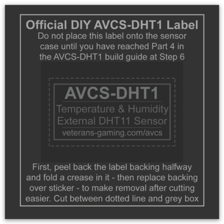 Official DIY AVCS-DHT1 Backing Label Sticker